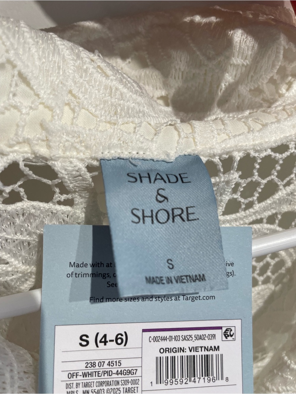 Shade & Shore Women's Eyelet Swim Cover up Shirt Cream Small NWT - Picture 3 of 4